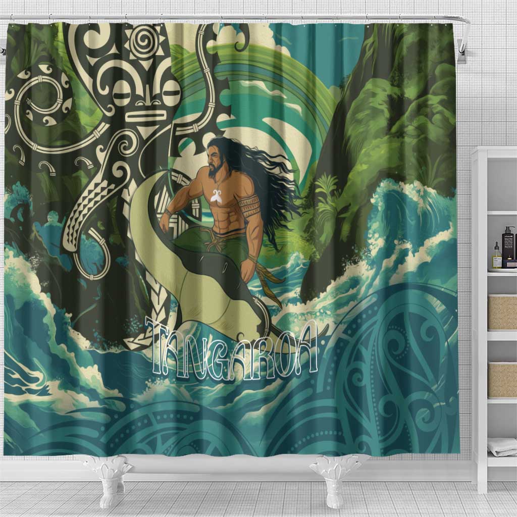 Aotearoa Tangaroa Atua Shower Curtain New Zealand God Of The Ocean LT14 - Polynesian Pride