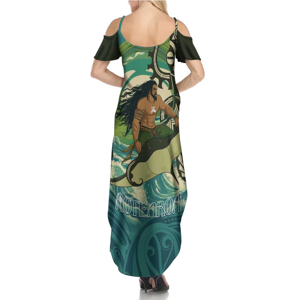Aotearoa Tangaroa Atua Summer Maxi Dress New Zealand God Of The Ocean