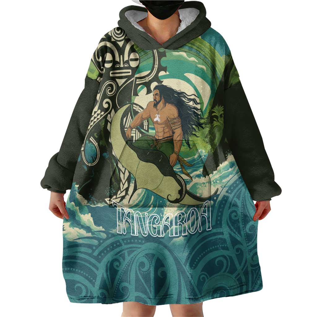 Aotearoa Tangaroa Atua Wearable Blanket Hoodie New Zealand God Of The Ocean