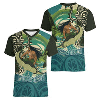 Aotearoa Tangaroa Atua Women V-Neck T-Shirt New Zealand God Of The Ocean LT14 - Polynesian Pride