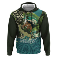 Aotearoa Tangaroa Atua Zip Hoodie New Zealand God Of The Ocean LT14 Pullover Hoodie Cyan - Polynesian Pride