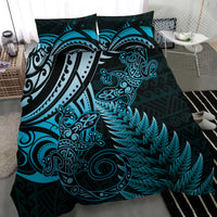 New Zealand Lizard Bedding Set Silver Fern Aotearoa Maori Blue Version
