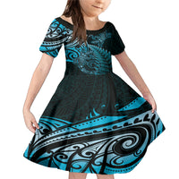 New Zealand Lizard Family Matching Mermaid Dress and Hawaiian Shirt Silver Fern Aotearoa Maori Blue Version
