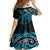 New Zealand Lizard Family Matching Summer Maxi Dress and Hawaiian Shirt Silver Fern Aotearoa Maori Blue Version