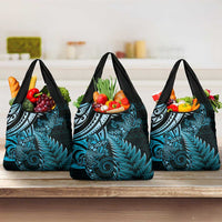 New Zealand Lizard Grocery Bag Silver Fern Aotearoa Maori Blue Version