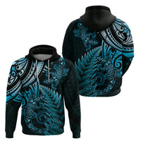 New Zealand Lizard Hoodie Silver Fern Aotearoa Maori Blue Version
