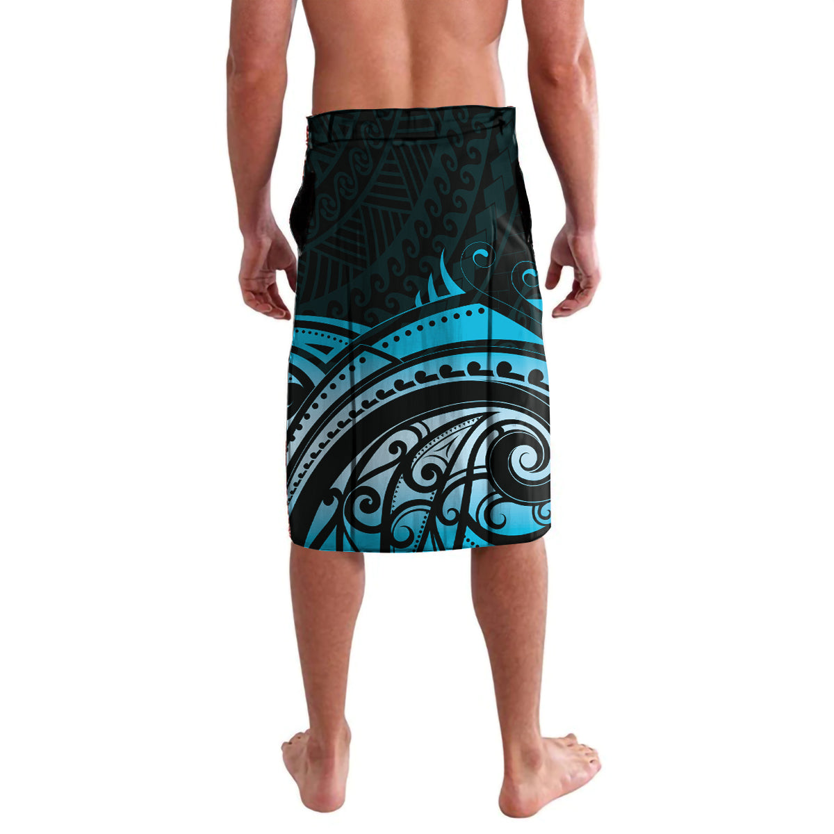 New Zealand Lizard Lavalava Silver Fern Aotearoa Maori Blue Version