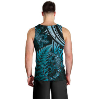 New Zealand Lizard Men Tank Top Silver Fern Aotearoa Maori Blue Version