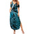 New Zealand Lizard Summer Maxi Dress Silver Fern Aotearoa Maori Blue Version