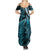 New Zealand Lizard Summer Maxi Dress Silver Fern Aotearoa Maori Blue Version