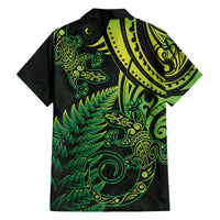 New Zealand Lizard Family Matching Summer Maxi Dress and Hawaiian Shirt Silver Fern Aotearoa Maori Green Version