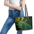 New Zealand Lizard Leather Tote Bag Silver Fern Aotearoa Maori Green Version