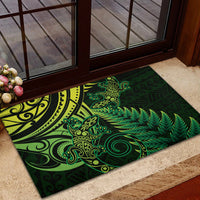 New Zealand Lizard Rubber Doormat Silver Fern Aotearoa Maori Green Version