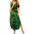 New Zealand Lizard Summer Maxi Dress Silver Fern Aotearoa Maori Green Version