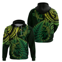 New Zealand Lizard Zip Hoodie Silver Fern Aotearoa Maori Green Version
