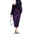 New Zealand Lizard Family Matching Off The Shoulder Long Sleeve Dress and Hawaiian Shirt Silver Fern Aotearoa Maori Purple Version