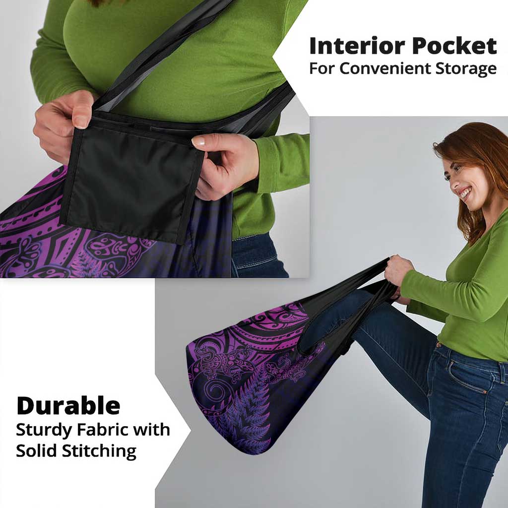 New Zealand Lizard Grocery Bag Silver Fern Aotearoa Maori Purple Version