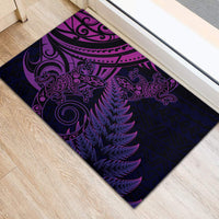 New Zealand Lizard Rubber Doormat Silver Fern Aotearoa Maori Purple Version