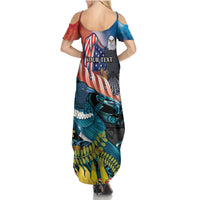 Personalised United States And New Zealand Summer Maxi Dress USA Eagle With Kowhai Aotearoa Tui Bird LT14 - Polynesian Pride