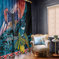 Personalised United States And New Zealand Window Curtain USA Eagle With Kowhai Aotearoa Tui Bird
