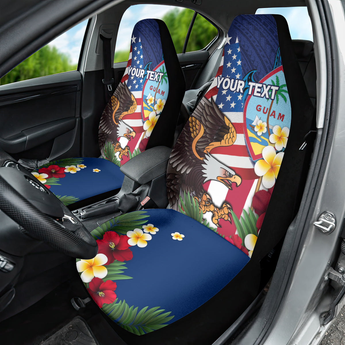 Personalised United States And Guam Car Seat Cover USA Eagle With Guahan Seal Tropical Vibes