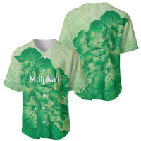 Aloha Hawaii Molokai Island Baseball Jersey Hibiscus Tribal Honu Hawaiian Tattoo Green