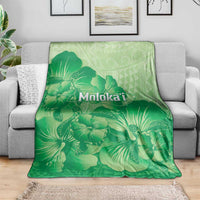 Aloha Hawaii Molokai Island Blanket Hibiscus Tribal Honu Hawaiian Tattoo Green