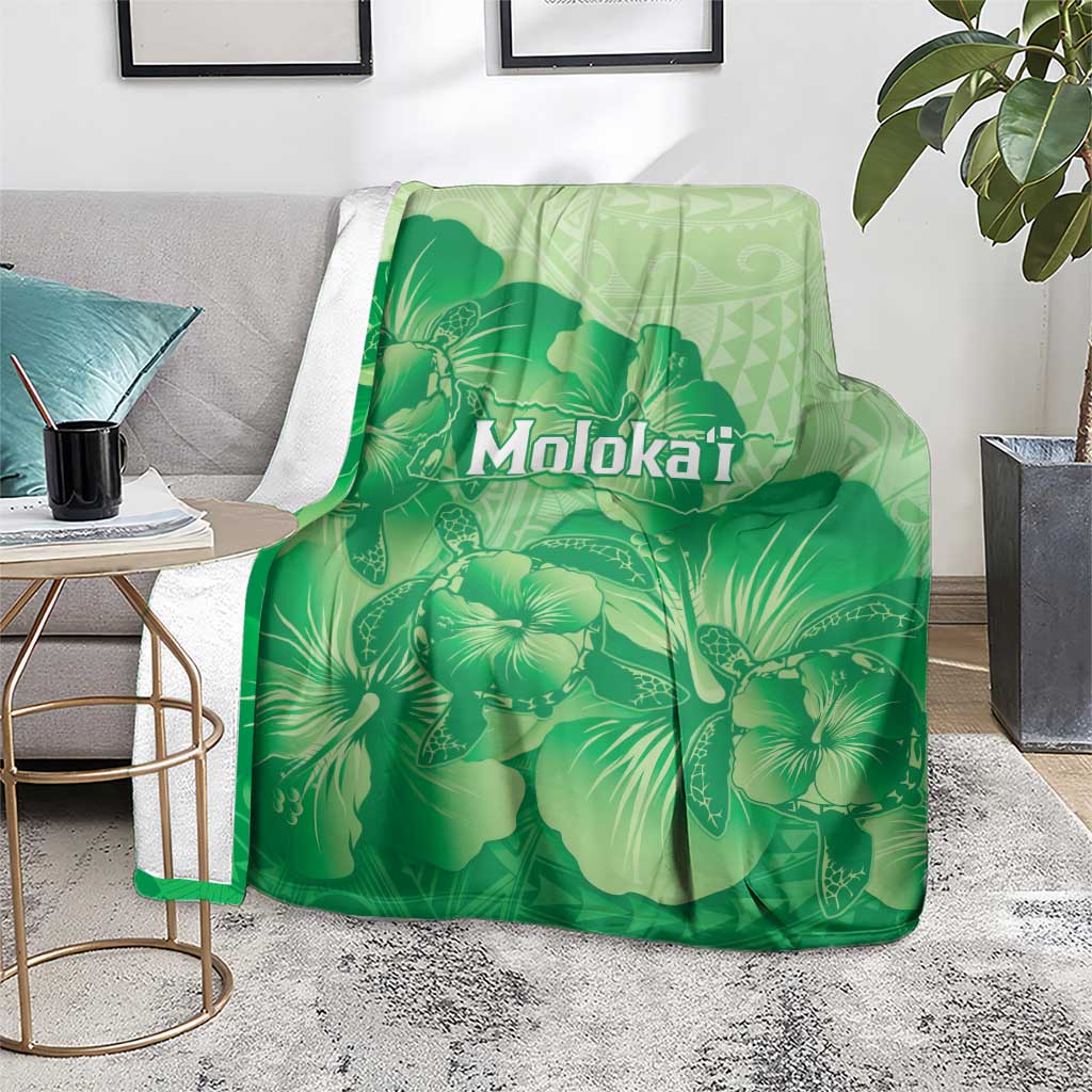 Aloha Hawaii Molokai Island Blanket Hibiscus Tribal Honu Hawaiian Tattoo Green