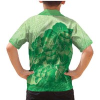 Aloha Hawaii Molokai Island Family Matching Mermaid Dress and Hawaiian Shirt Hibiscus Tribal Honu Hawaiian Tattoo Green