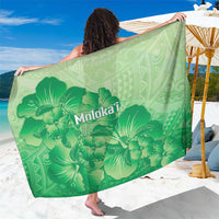 Aloha Hawaii Molokai Island Sarong Hibiscus Tribal Honu Hawaiian Tattoo Green