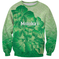 Aloha Hawaii Molokai Island Sweatshirt Hibiscus Tribal Honu Hawaiian Tattoo Green