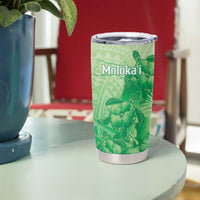 Aloha Hawaii Molokai Island Tumbler Cup Hibiscus Tribal Honu Hawaiian Tattoo Green