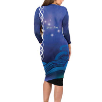 Personalised Matariki New Zealand Family Matching Long Sleeve Bodycon Dress and Hawaiian Shirt Maori New Year Galaxy Koru Pattern