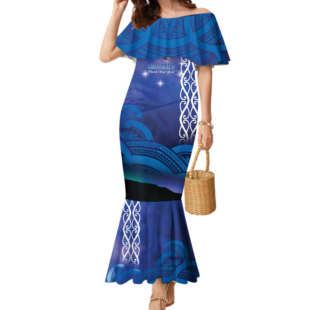 Personalised Matariki New Zealand Family Matching Mermaid Dress and Hawaiian Shirt Maori New Year Galaxy Koru Pattern