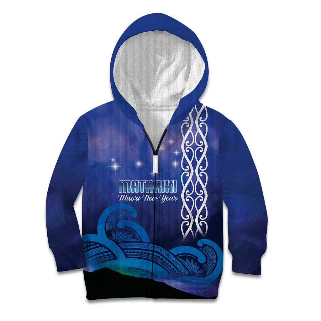 Personalised Matariki New Zealand Kid Hoodie Maori New Year Galaxy Koru Pattern