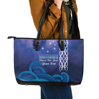 Personalised Matariki New Zealand Leather Tote Bag Maori New Year Galaxy Koru Pattern