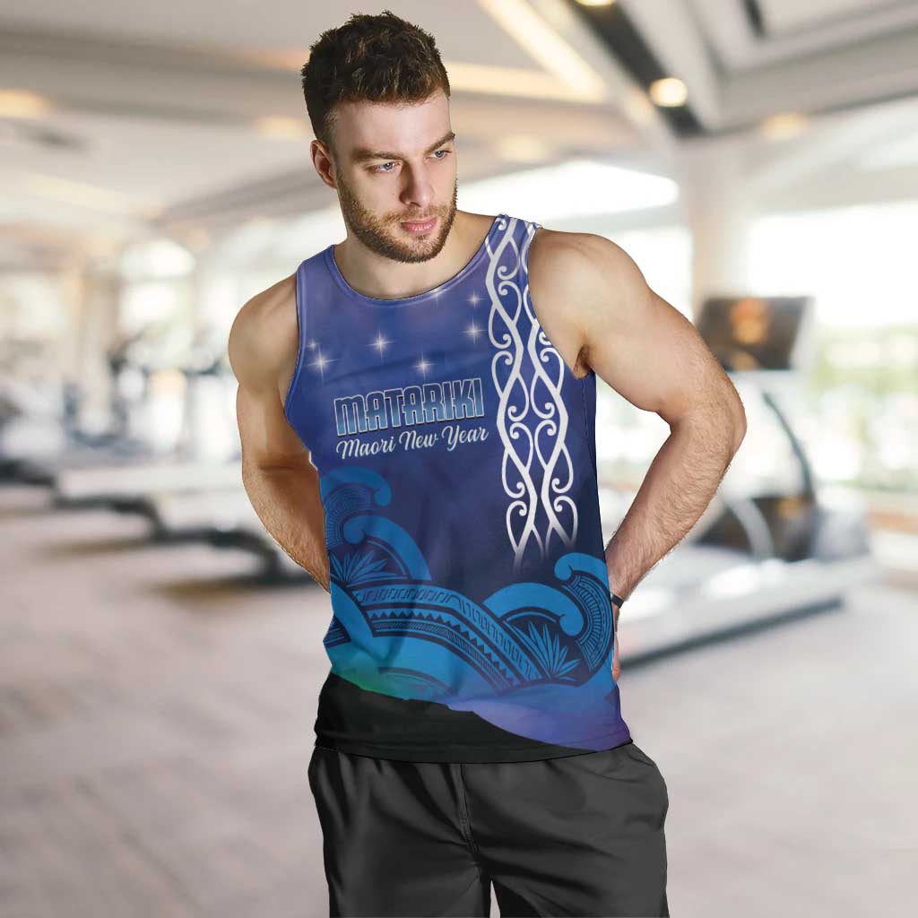 Personalised Matariki New Zealand Men Tank Top Maori New Year Galaxy Koru Pattern