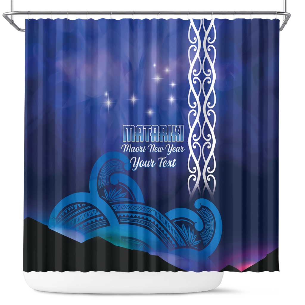 Personalised Matariki New Zealand Shower Curtain Maori New Year Galaxy Koru Pattern