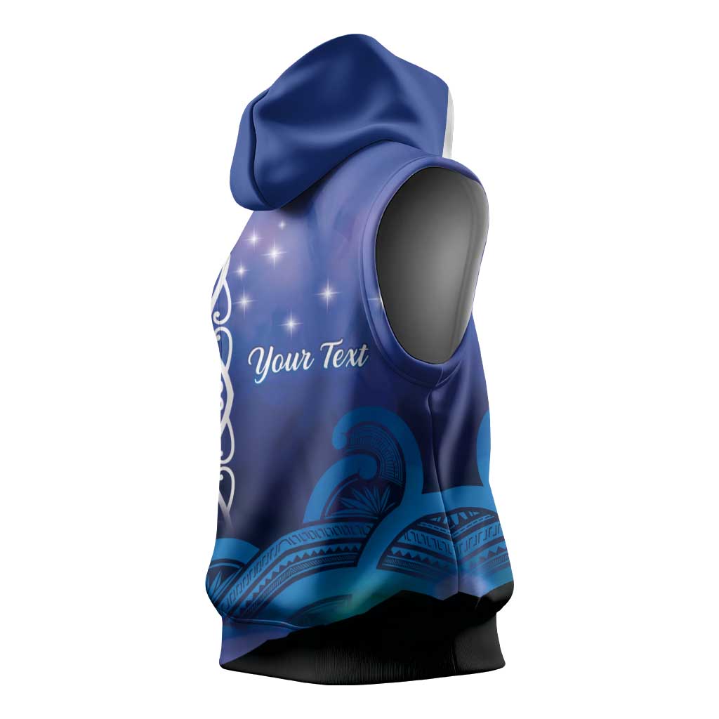 Personalised Matariki New Zealand Sleeveless Hoodie Maori New Year Galaxy Koru Pattern - Polynesian Pride