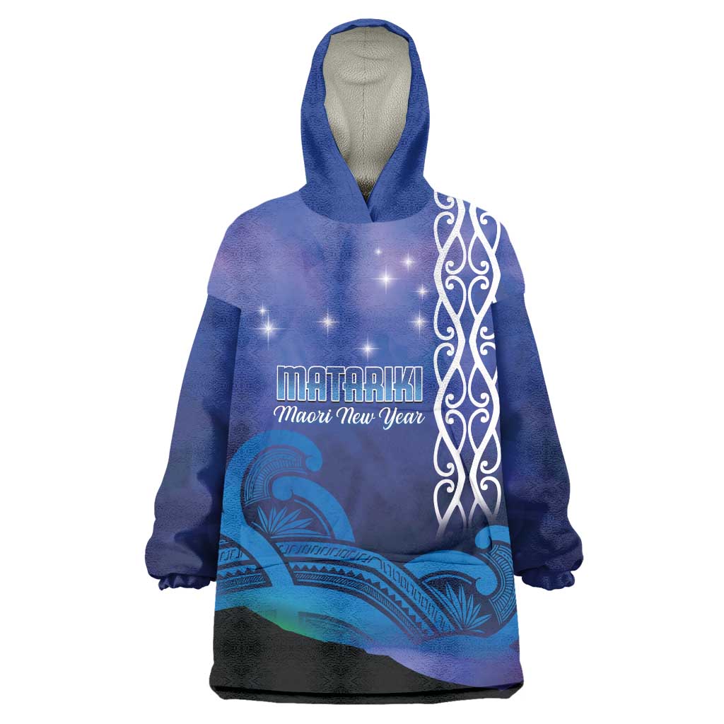 Personalised Matariki New Zealand Wearable Blanket Hoodie Maori New Year Galaxy Koru Pattern