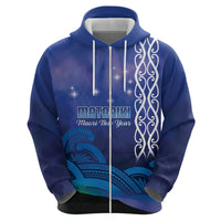 Personalised Matariki New Zealand Zip Hoodie Maori New Year Galaxy Koru Pattern