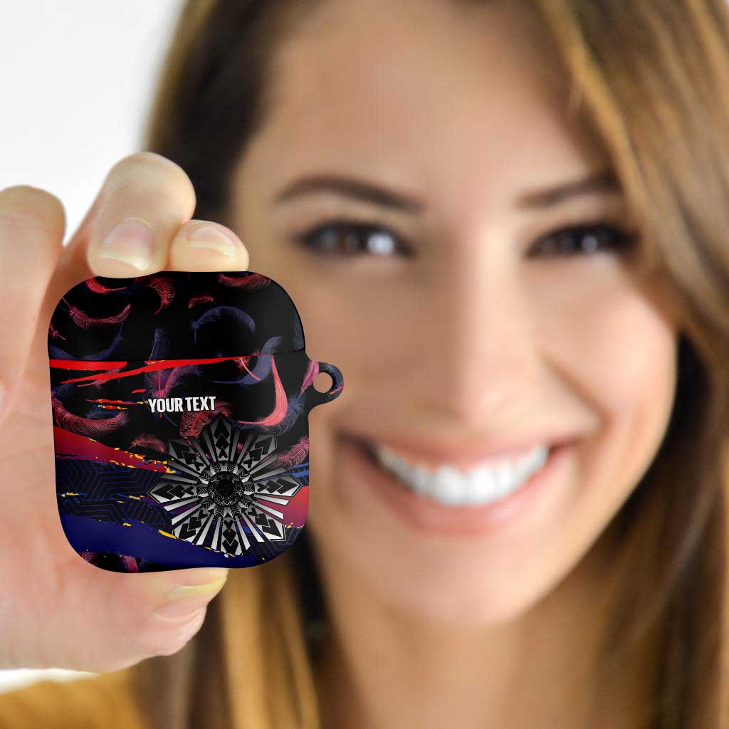 Philippines Sun Tattoo AirPods Case Feathers Filipinas Grunge Style Black