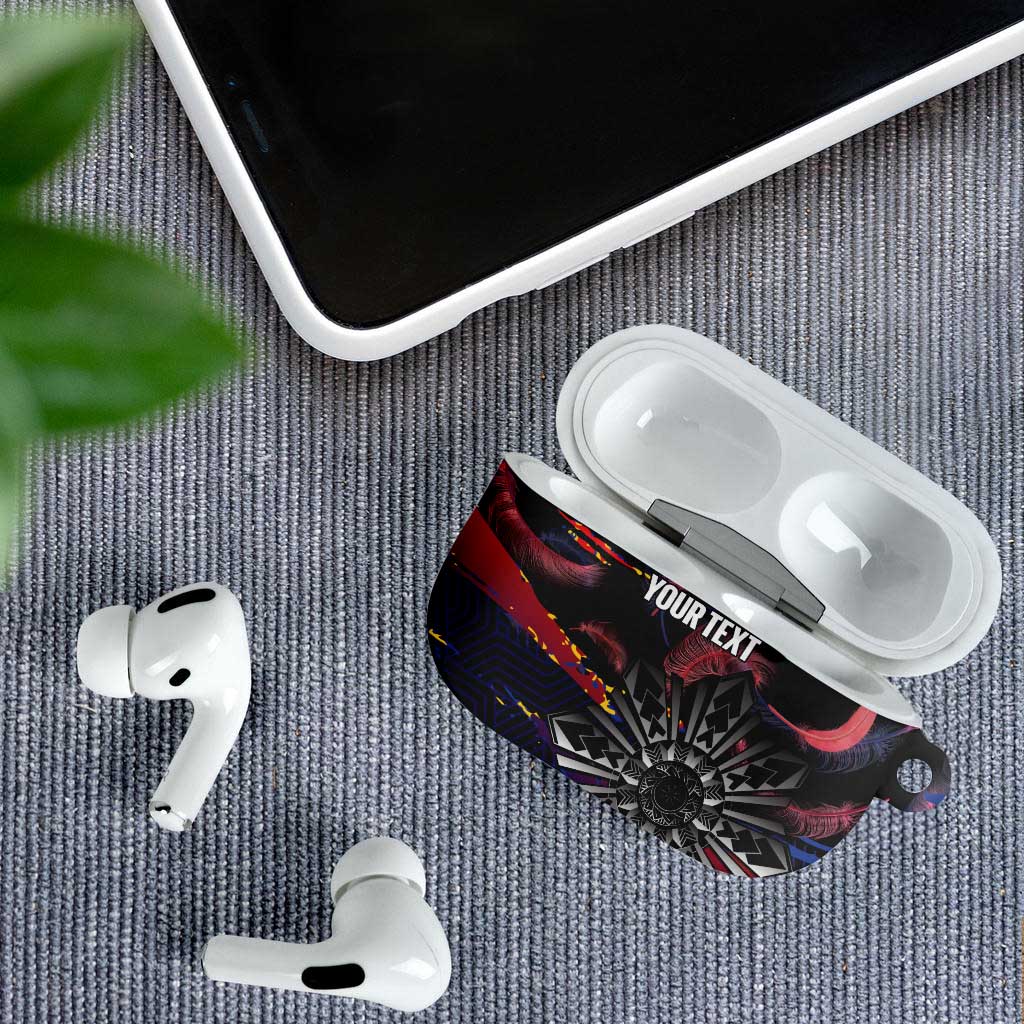 Philippines Sun Tattoo AirPods Case Feathers Filipinas Grunge Style Black