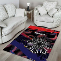 Philippines Sun Tattoo Area Rug Feathers Filipinas Grunge Style Black