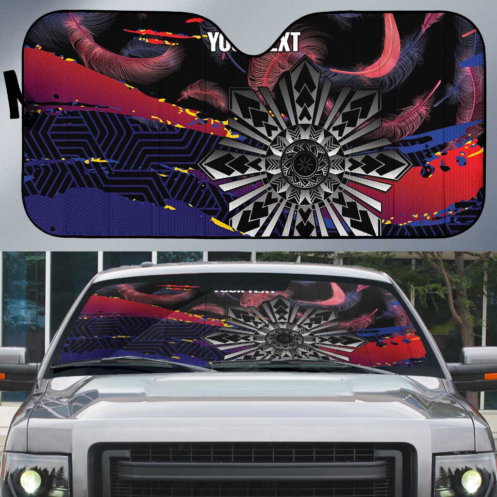 Philippines Sun Tattoo Auto Sun Shade Feathers Filipinas Grunge Style Black