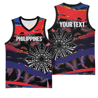 Philippines Sun Tattoo Basketball Jersey Feathers Filipinas Grunge Style Black
