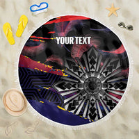 Philippines Sun Tattoo Beach Blanket Feathers Filipinas Grunge Style Black