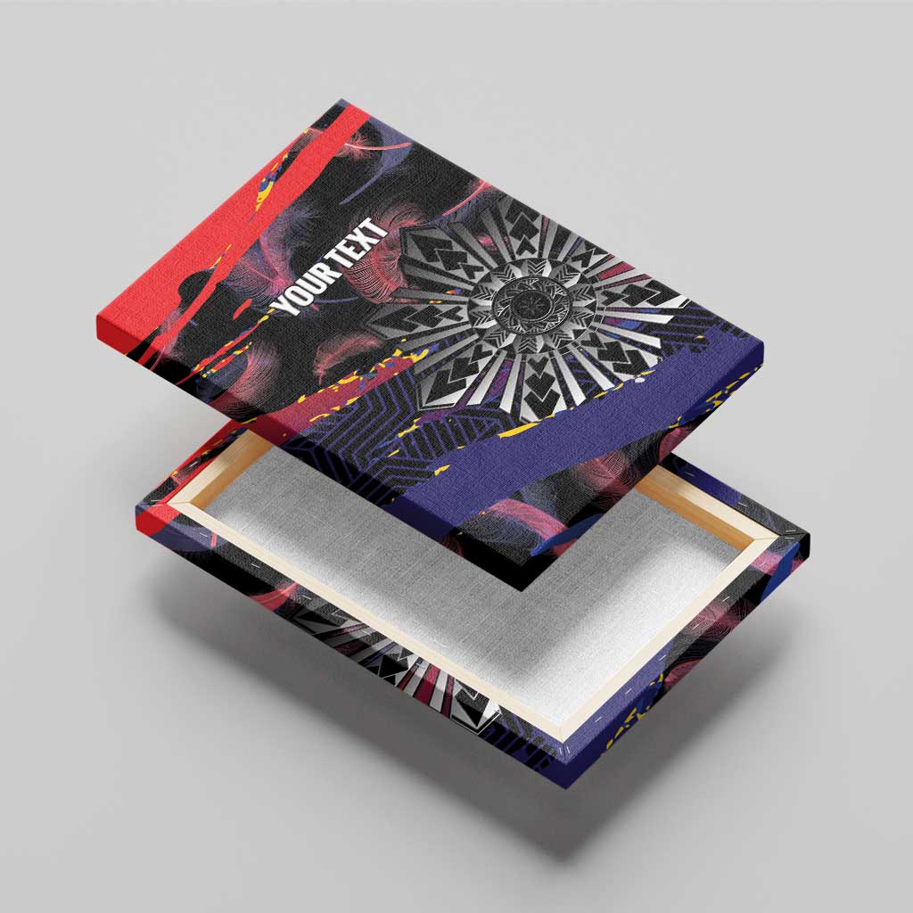 Philippines Sun Tattoo Canvas Wall Art Feathers Filipinas Grunge Style Black