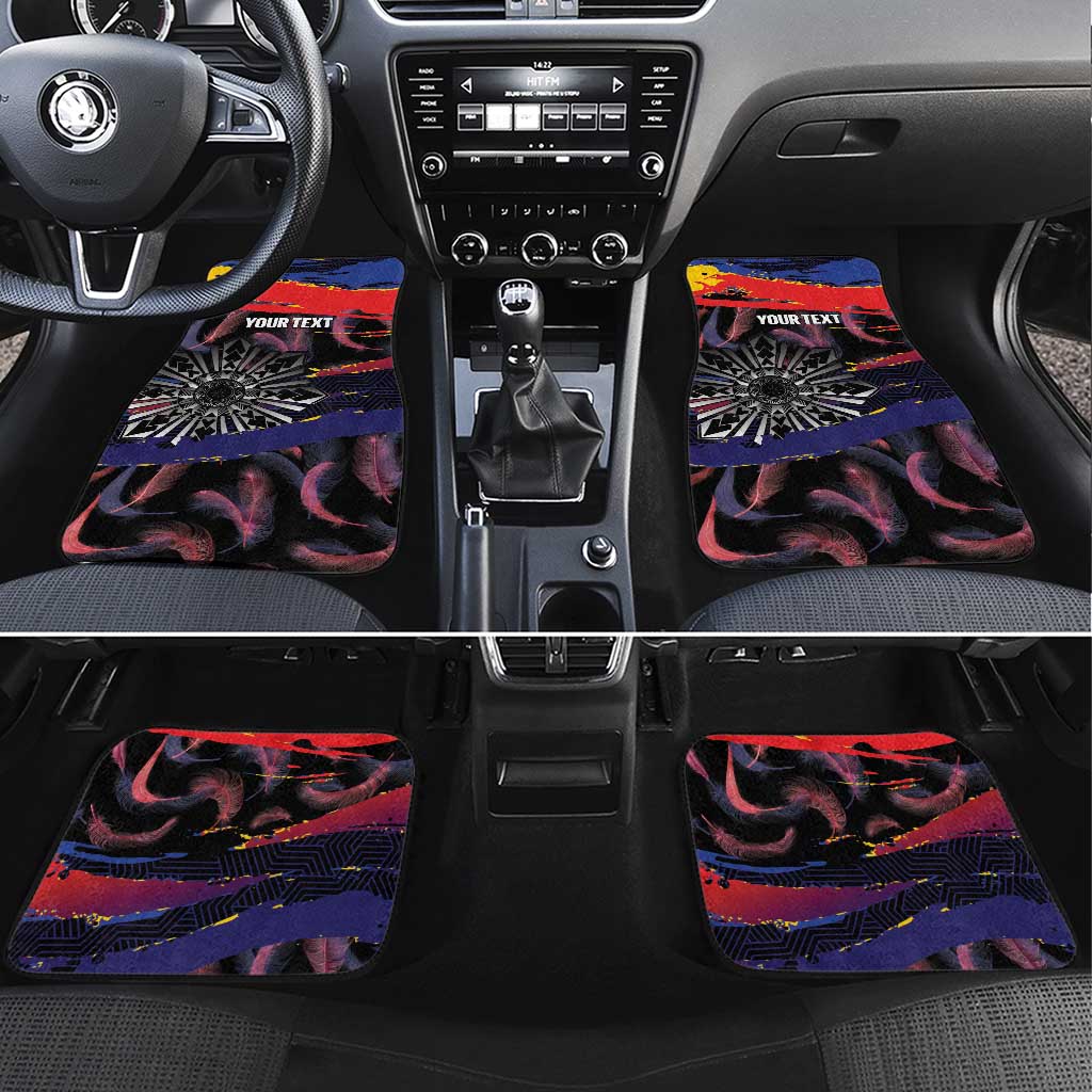 Philippines Sun Tattoo Car Mats Feathers Filipinas Grunge Style Black
