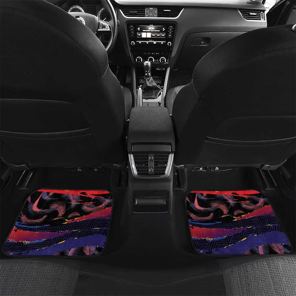 Philippines Sun Tattoo Car Mats Feathers Filipinas Grunge Style Black